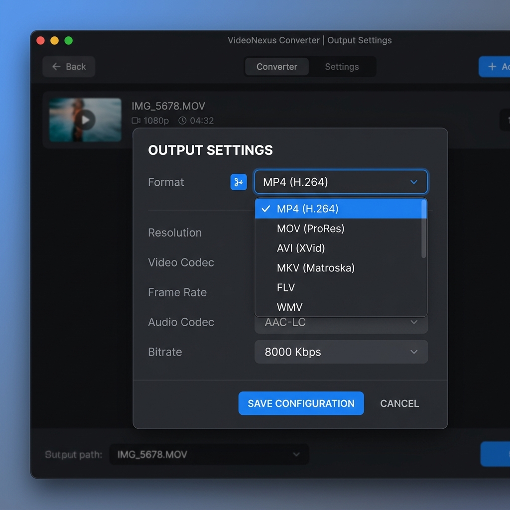การเลือก Format เป็น MP4